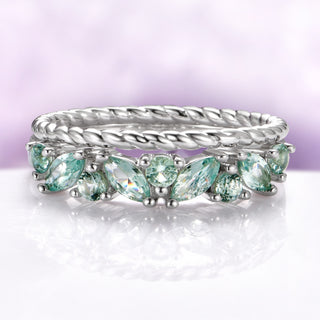 Willow Mint Green Sapphire Ring Set- Sterling Silver