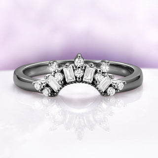 Art Deco Gothic Wedding Band in Black Ruthenium