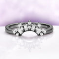 Art Deco Gothic Wedding Band in Black Ruthenium