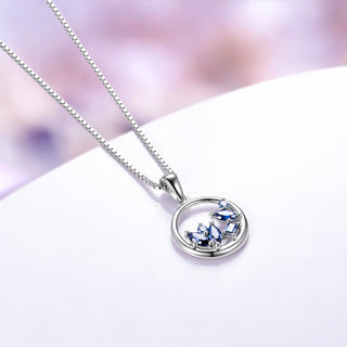 Midnight Blue Moissanite Cluster Necklace in Sterling Silver