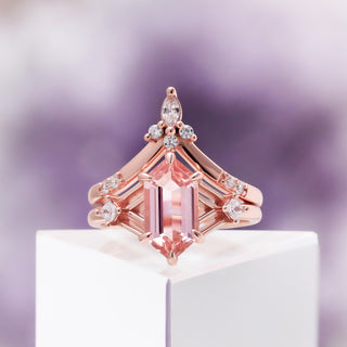 Celtic Morganite Ring Set in Rose Gold by Aquamarise, side profile view