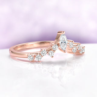 Chevron Curved Wedding Band in 14K Rose Gold Vermeil