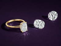 Diamond engagement ring by Aquamarise shown in a soft-focus collection banner