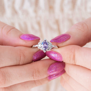 Esme Lavender Moissanite Ring in Sterling Silver