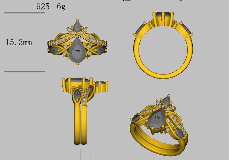 CAD design render of the Feyre custom engagement ring by Aquamarise