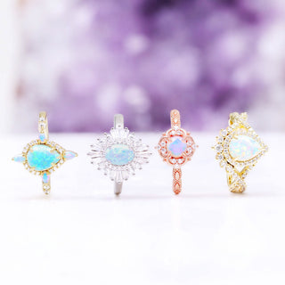 four opal rings October birthstone banner