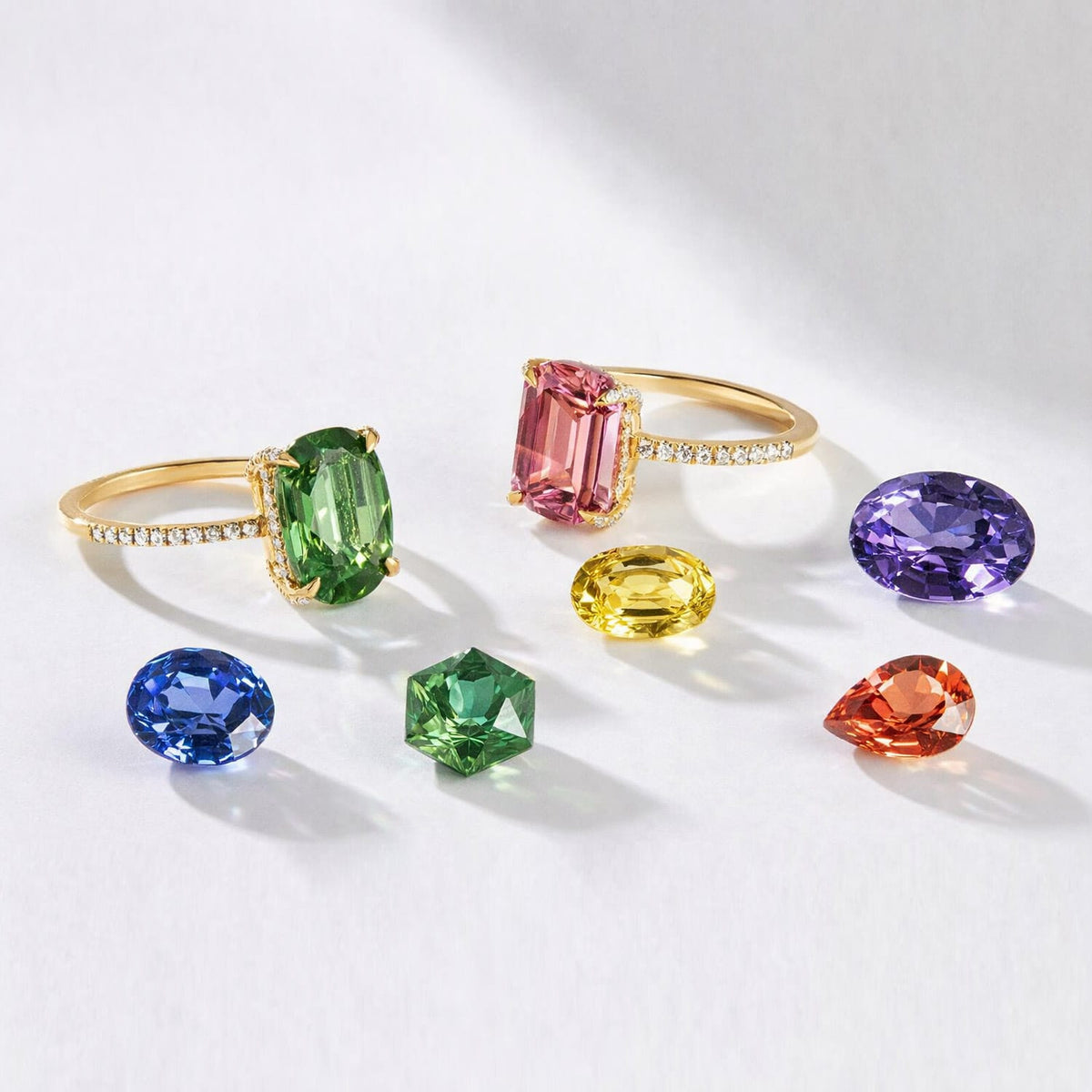Colored gemstone engagement rings