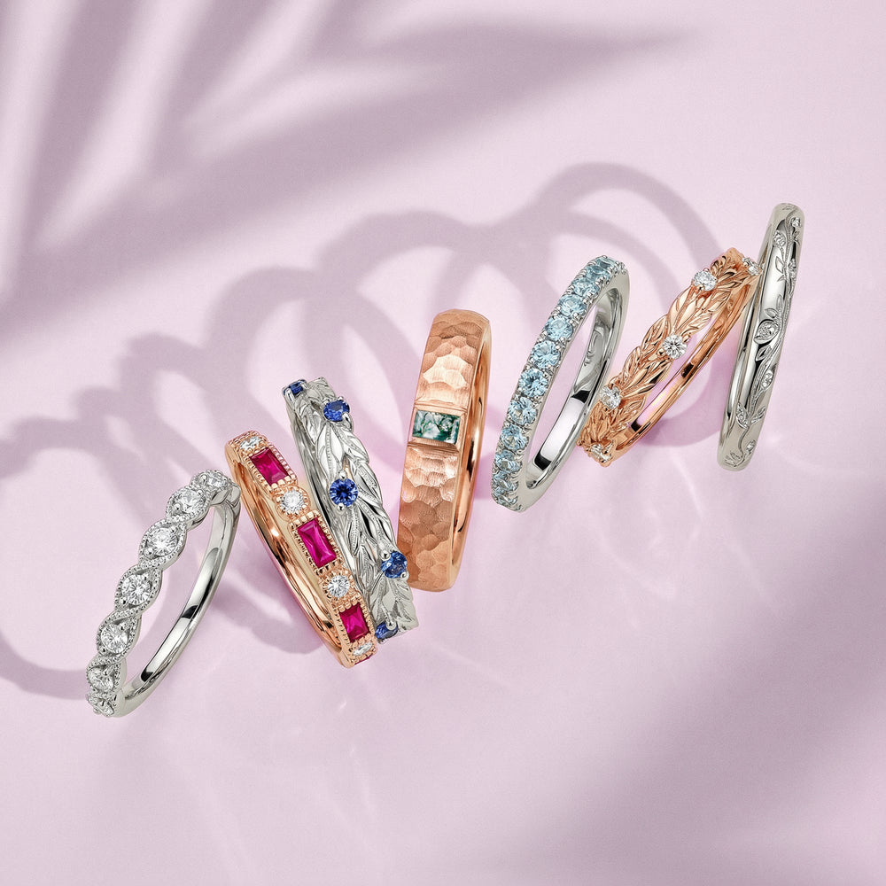 Unique gemstone wedding bands