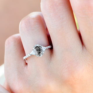 Hexagon Natural Herkimer Diamond Ring in Sterling Silver worn on the hand, close-up