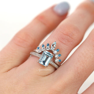 Aquamarine & Swiss Topaz Stacking Ring in Sterling Silver