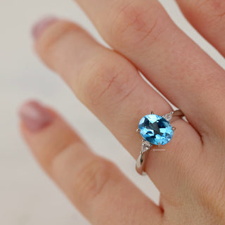 Oval Cut Natural Swiss Topaz Engagement Ring in Sterling Silver
