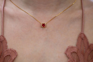 Heart Ruby Necklace in 14K Yellow Gold Vermeil