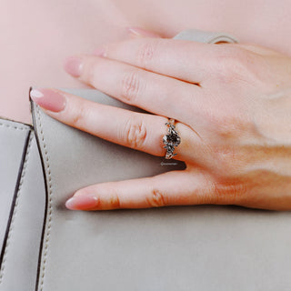 Natural Herkimer Diamond Leaf Engagement Ring in Sterling Silver