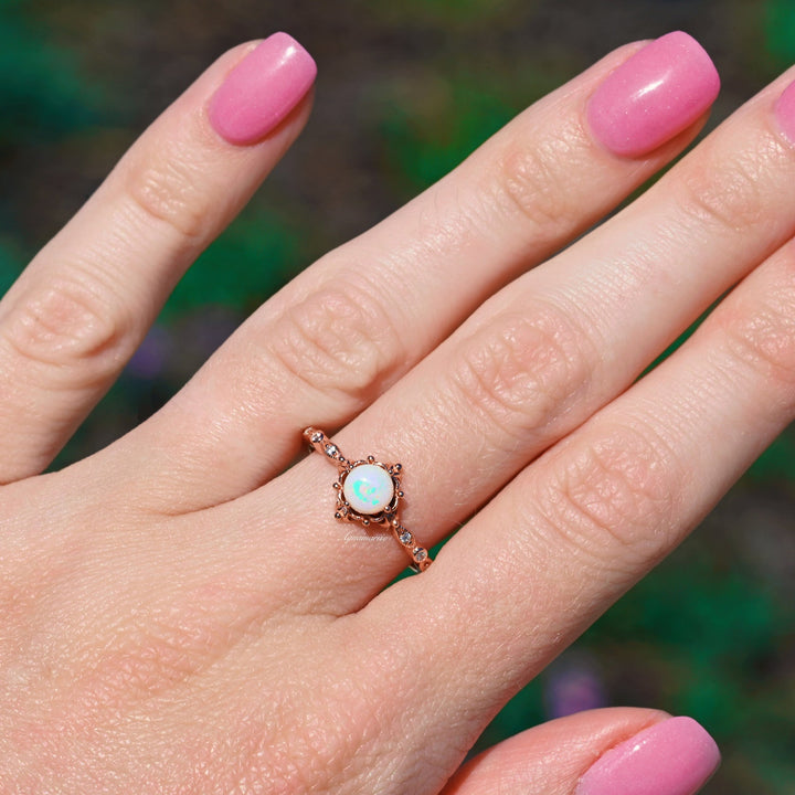 Natural Australian Opal Ring-14K Rose Gold Vermeil