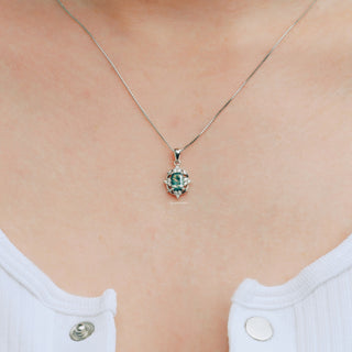 Vintage Green Moss Agate Necklace in  Sterling Silver