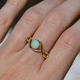 Entwined Fire Opal Engagement Ring in 14K Yellow Gold Vermeil