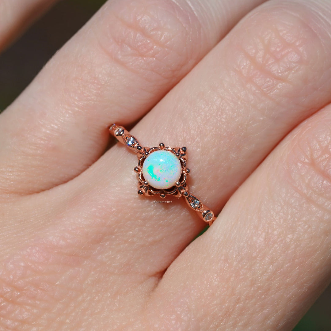 Natural Australian Opal Ring-14K Rose Gold Vermeil