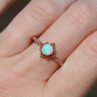 Natural Australian Opal Engagement Ring in 14K Rose Gold Vermeil