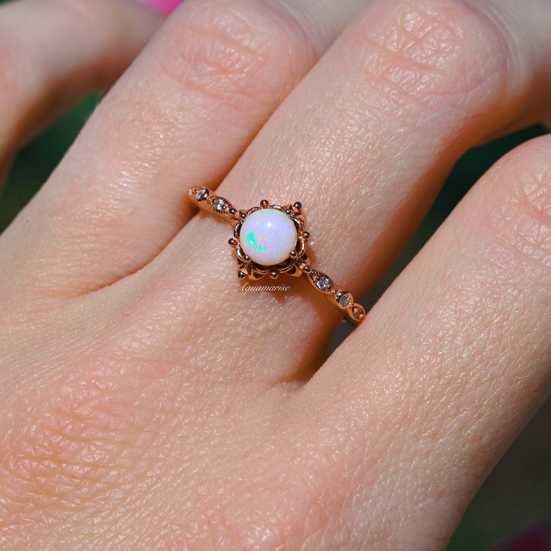 Natural Australian Opal Ring-14K Rose Gold Vermeil