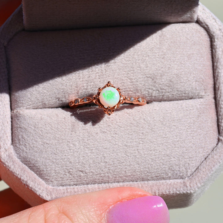 Natural Australian Opal Ring-14K Rose Gold Vermeil