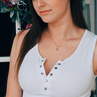 Vintage Natural Red Garnet Necklace in 14K Rose Gold Vermeil