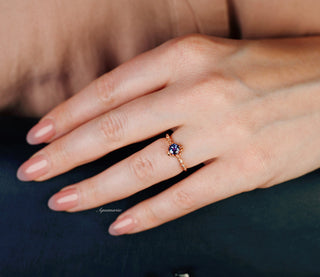 Vintage Alexandrite Fairytale Engagement Ring in 14K Rose Gold Vermeil