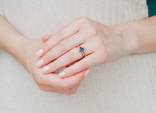 Princess Cut Lab Grown Alexandrite Engagement Ring Set in 14K Rose Gold Vermeil