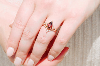Kite Cut Natural Red Garnet Engagement Ring Set in 14K Rose Gold Vermeil