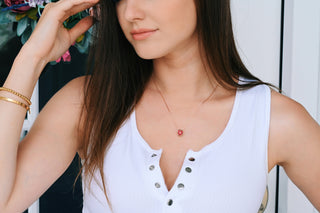 Heart Ruby Necklace in 14K Rose Gold Vermeil