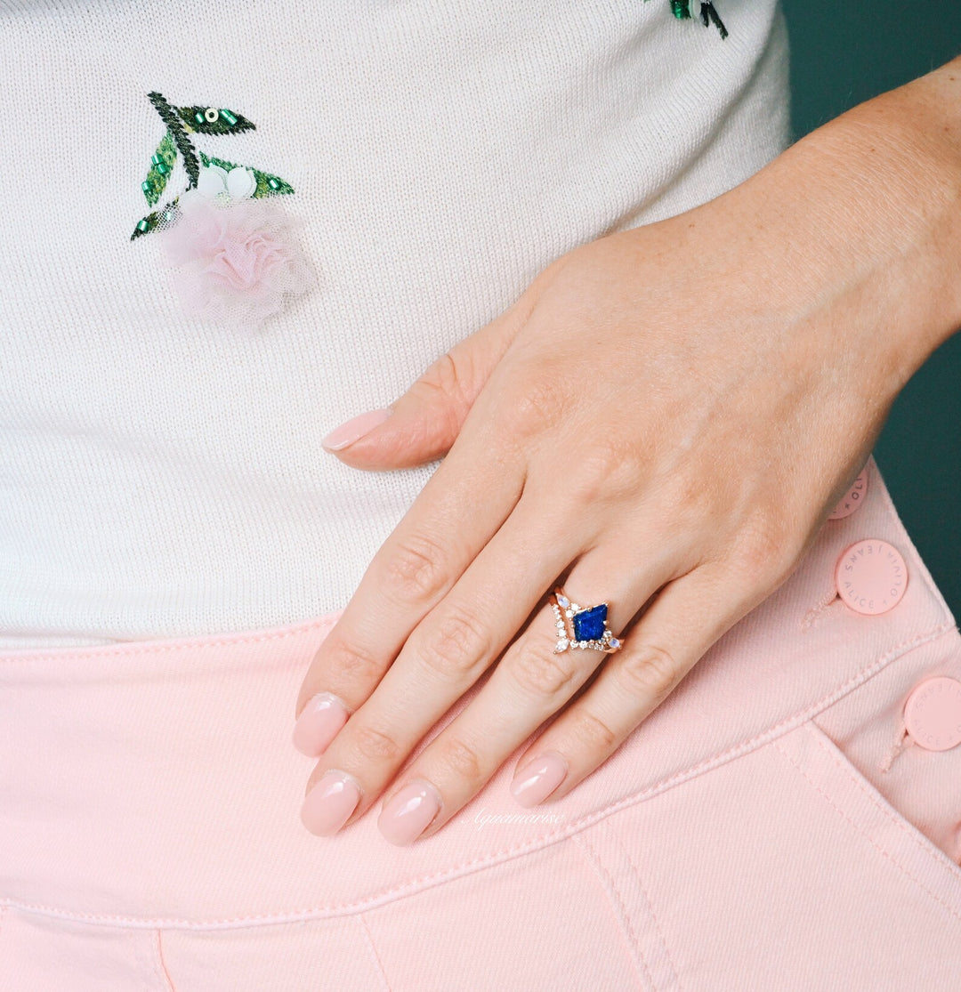 Skye Kite™  Kite Lapis Lazuli & Moonstone Ring Set- 14K Rose Gold Vermeil