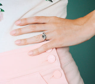 Galaxy Raw Salt & Pepper Diamond (Herkimer Diamond) Ring Set in Sterling Silver