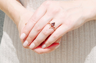 Kite Cut Natural Red Garnet Engagement Ring Set in 14K Rose Gold Vermeil