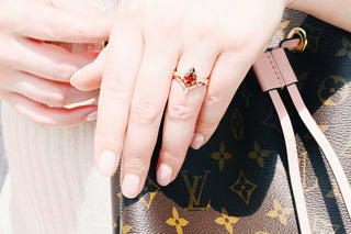 Kite Cut Natural Red Garnet Engagement Ring Set in 14K Rose Gold Vermeil