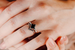 Black Onyx & Meteorite Couples Ring Set