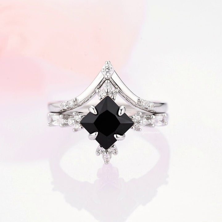 Black Onyx & Meteorite Couples Ring