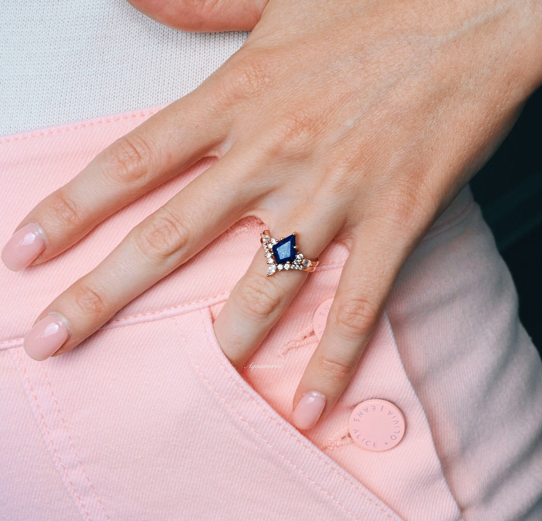 Skye Kite™  Kite Lapis Lazuli & Moonstone Ring Set- 14K Rose Gold Vermeil