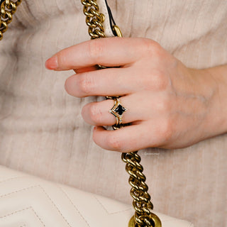 Black Onyx Ring Set in 14K Yellow Gold Vermeil