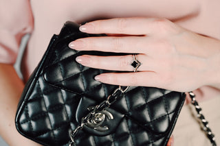 Princess Cut Black Onyx Ring Set in Sterling Silver