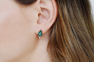 Skye Kite® Emerald Stud Earrings in 14K Rose Gold Vermeil