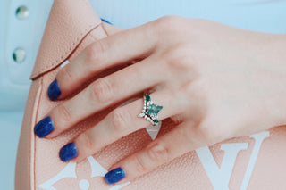 Skye Kite® Green Moss Agate Engagement Ring Set in 14K White Gold