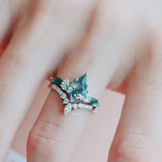 Skye Kite® Green Moss Agate Engagement Ring Set in 14K White Gold