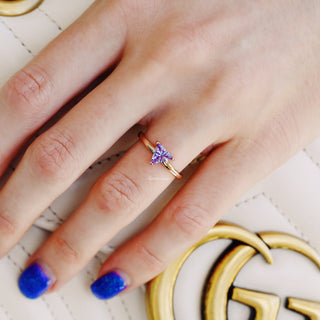 Minimalist Triangle Cut Alexandrite Ring in 14K Rose Gold Vermeil