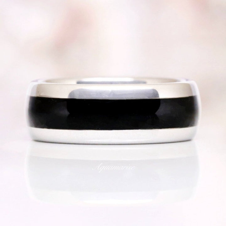 Black Onyx Wedding Band- 8MM Tungsten