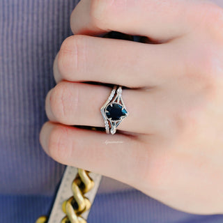 Celtic Black Onyx Engagement Ring Set in Sterling Silver