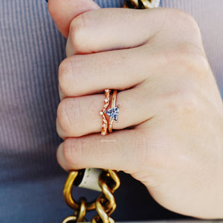 Minimalist Triangle Cut Alexandrite Ring in 14K Rose Gold Vermeil