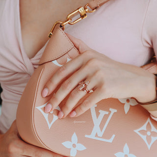 Celtic Hexagon Morganite Engagement Ring Set in 14K Solid Rose Gold