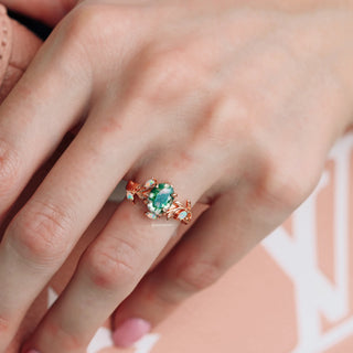 Moss Agate & Fire Opal Couples Ring Set