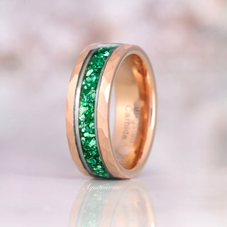 Simulated Diamond & Emerald Leaf Couples Ring Set