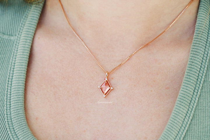 Unique Kite Morganite Necklace- 14K Rose Gold Vermeil