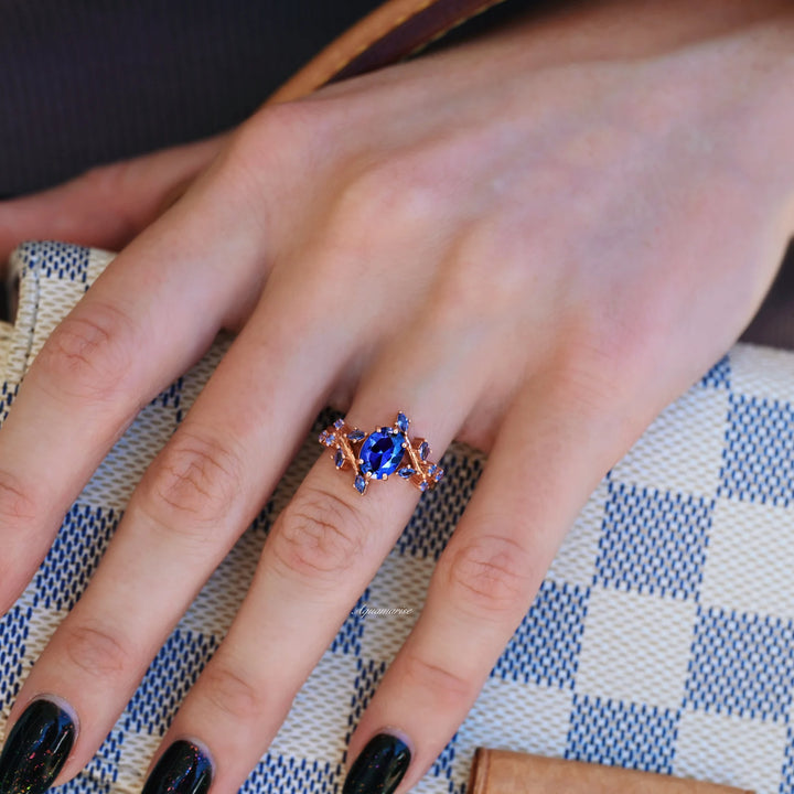 Orion Nebula™ & Cornflower Sapphire Leaf Couples Ring